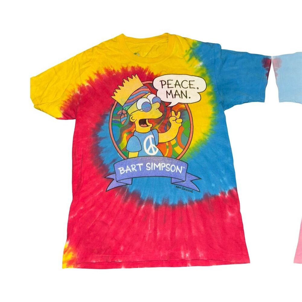 Liquid Blue Men's Simpsons "Peace Man" Tie Dye T-Shirt Size M Multicolor